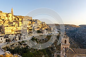 Sunrise at the old city of Matera, Basilicata, Italy