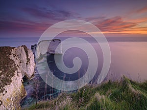 Sunrise at Old Harry`s Rocks, Studland, Dorset, UK