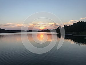 Sunrise with orange clouds