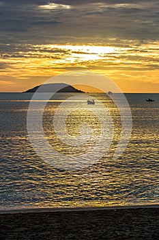 Sunrise with orange sky in Nha trang photo