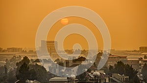 Sunrise over the African city of Addis Ababa, Ethiopia photo