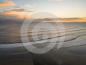 Sunrise over Alnmouth Beach, Northumberland, on the North East Coast of England.