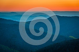 Sunrise over the Appalachian Mountains, seen from Skyline Drive