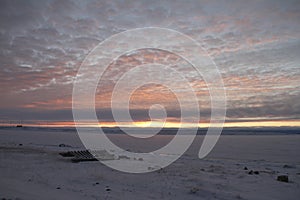 Sunrise over an arctic landscape, near Cambridge Bay Nunavut