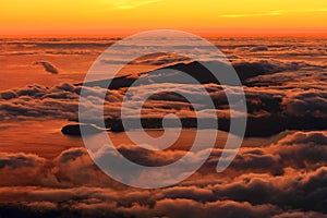 The sunrise over the Atlantic Ocean seen from Pico Volcano