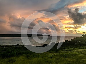 Sunrise over the Atlantic view from Antigua in the Caribbean