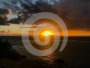 Sunrise over the Atlantic view from Antigua in the Caribbean