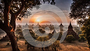 Sunrise Over the Bagan Temples, Myanmar