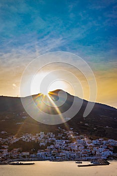 Sunrise over Batsi on Andros