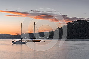 Sunrise over the Bay with Boats