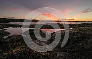 Sunrise over the Bay of Fundy and the ocean