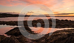 Sunrise over the Bay of Fundy and the ocean