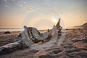 Sunrise over beach near Miedzyzdroje