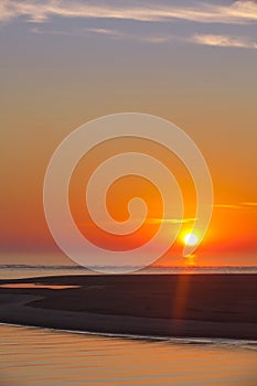 Sunrise over the beach and ocean at Corson's Inlet