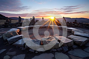 sunrise over bighorn medicine wheel in wyoming