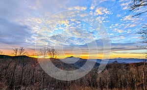 Sunrise over the blue ridge mountains in fall