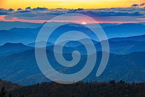 Sunrise Over Blue Ridge Mountains in North Carolina