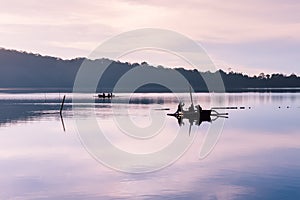 Sunrise over Bratan lake, Bali