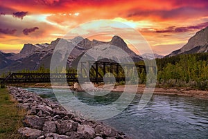 Sunrise Over The Canmore River Valley
