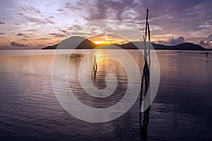 Sunrise over chilika lake odisha india