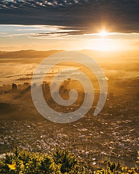 Sunrise Over the city of Cape Town South Africa