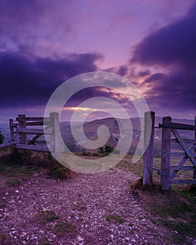 Sunrise over Corfe Castle