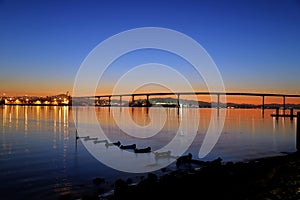 Sunrise over the Coronado Bridge in San Diego, California