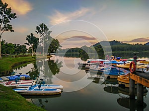 Sunrise over Darulaman Lake Park in Jitra