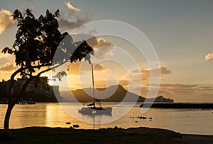 Sunrise over Diamond Head from Waikiki Hawaii