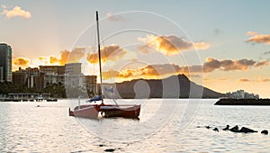 Sunrise over Diamond Head from Waikiki Hawaii