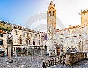 Sunrise over Dubrovnik city center.