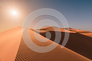 Sunrise over dunes of Erg Chebbi, Sahara, Merzouga, Morocco