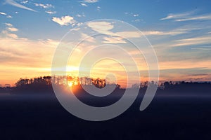 Sunrise Over a Farmers Field in Florida, United States.