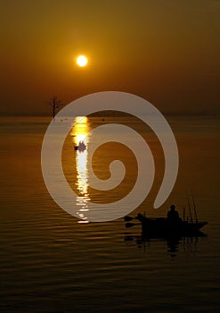 Sunrise over fishing boats