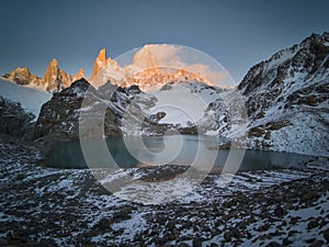 Fitz Roy during sunrise, Los Glaciares National Park, El Chalten, Argentina photo