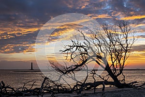 Sunrise Over Folly Beach and Morris Island Lighthouse