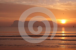 Sunrise over Gibraltar bay.