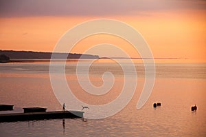 Sunrise over Kattegat strait in Fredericia city, Denmark