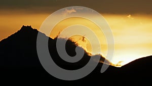 Sunrise over Kluchevskaya group of volcanoes stock footage video