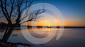 Sunrise over lake in Madison, Wisconsin