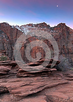 Sunrise over Layered Rock