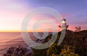 Sunrise over Lighthouse at Seal Rocks Australia