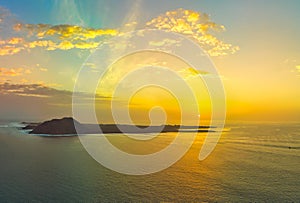 Sunrise over Lobos island near Corralejo Fuerteventura