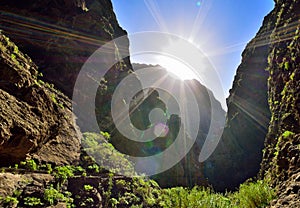 Sunrise over Los Gigantes mountain in Tenerife