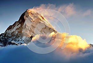 Sunrise over Machapuchare or fish tail mountain