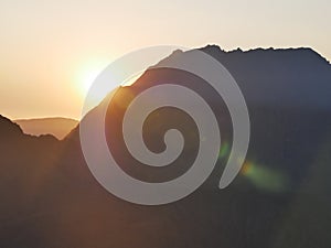 the sunrise over Mafate cirque from Maido viewpoint in Reunion photo