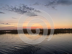 Sunrise over the marsh in murrells inlet south carolina