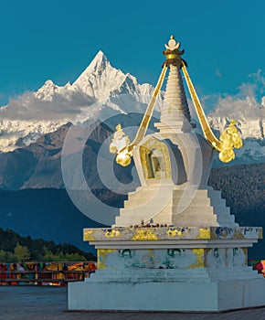 Sunrise over Meili Snow Mountain in Yunnan, China