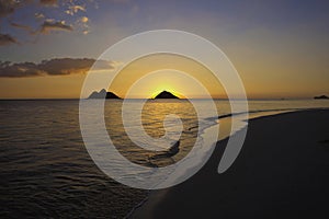 Sunrise over the mokulua islands photo