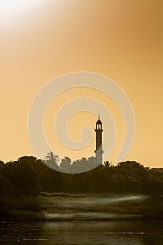 Sunrise over Mosque in front of the Nile river - Egypt